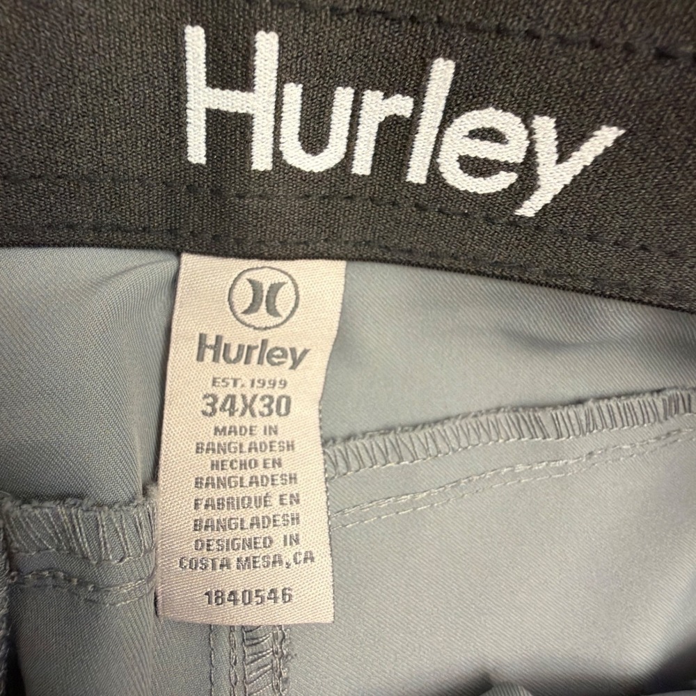 Hurley Mens Gray Performance Chino Pants 34x30 Straight Leg Golf Zip Pocket - Picture 3 of 9